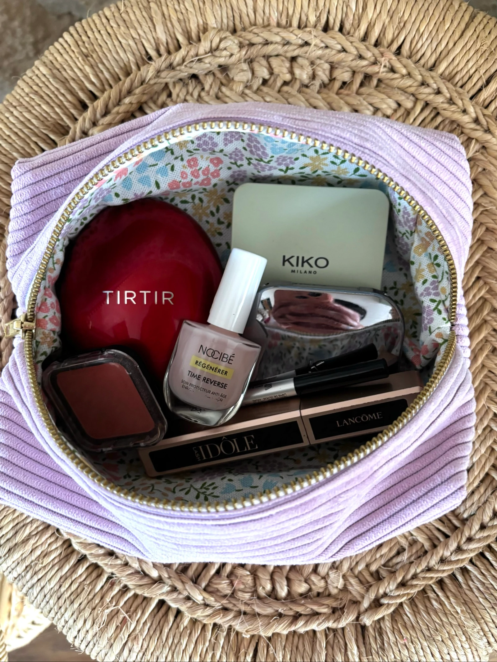 Trousse à maquillage velours côtelé Parme